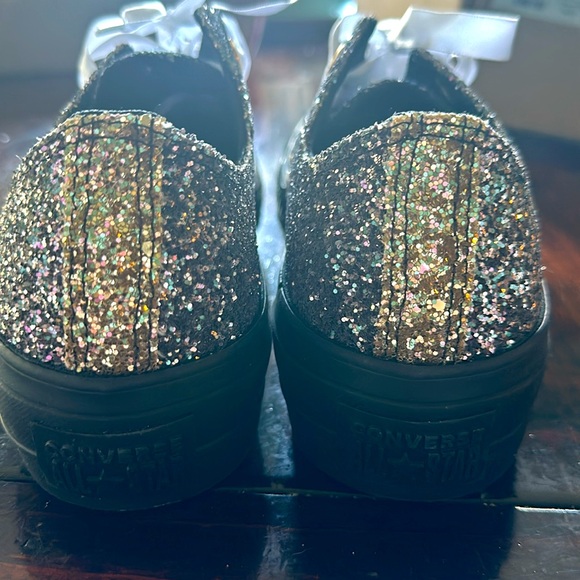 NEW Chuck Taylor All Star Lift Platform Glitter Comfort Low Top Wide Width - Picture 7 of 8